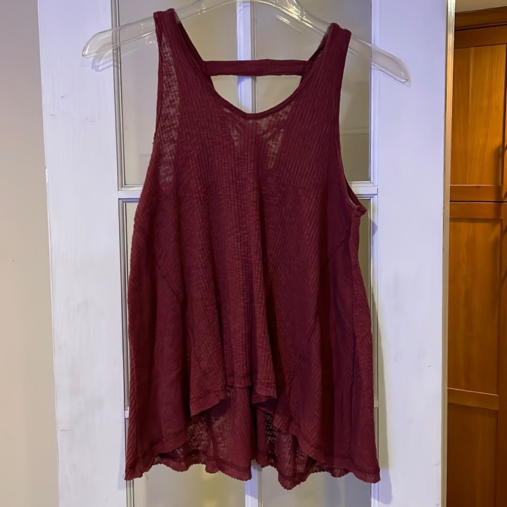 Vintage Havana Ribbed-Knit Sleeveless Lace-Up-Back Swing Top, Size L